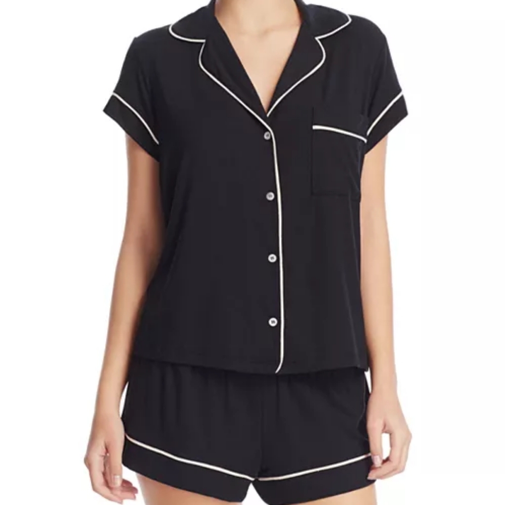 Eberjey Gisele Shortie Short Pajama Set Black Sz M